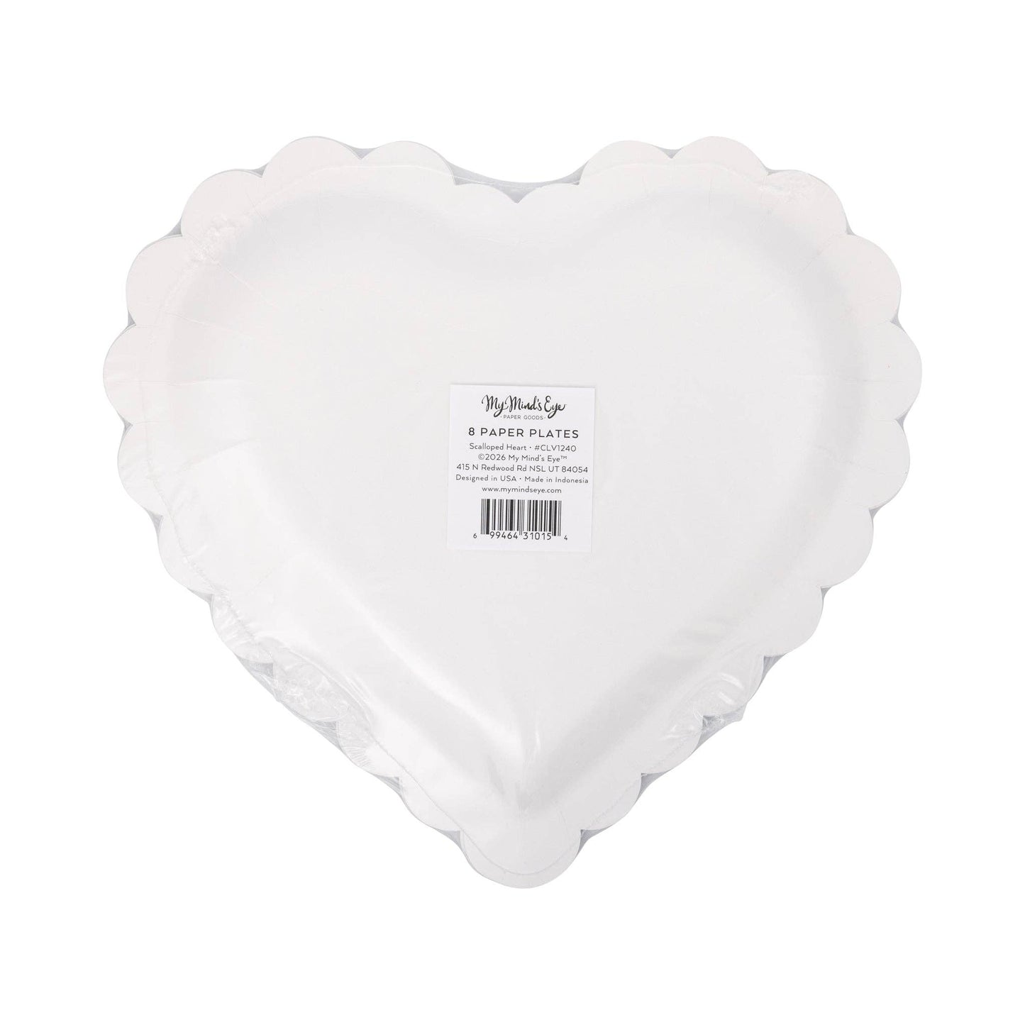 Cream and Black Scalloped Heart Shaped Plates - 8pk