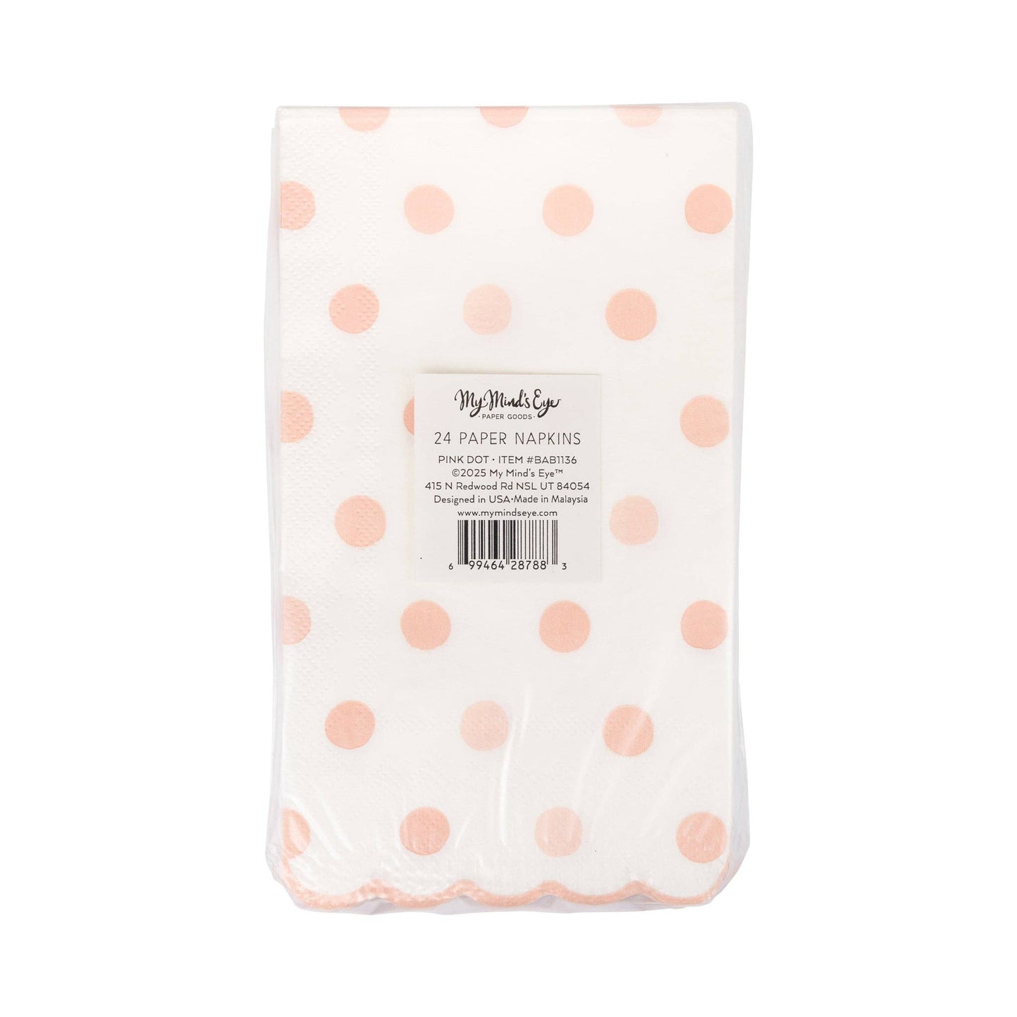 Baby Pink Polka Dot Dinner Napkins - 24pk