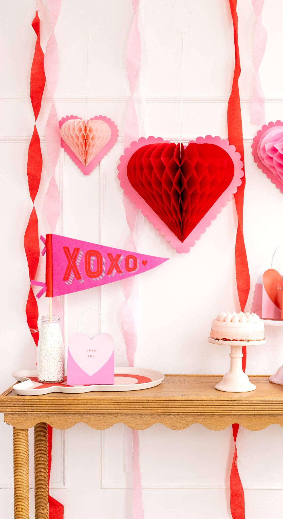 Valentine's Day Hanging Honeycomb Hearts - set of 3