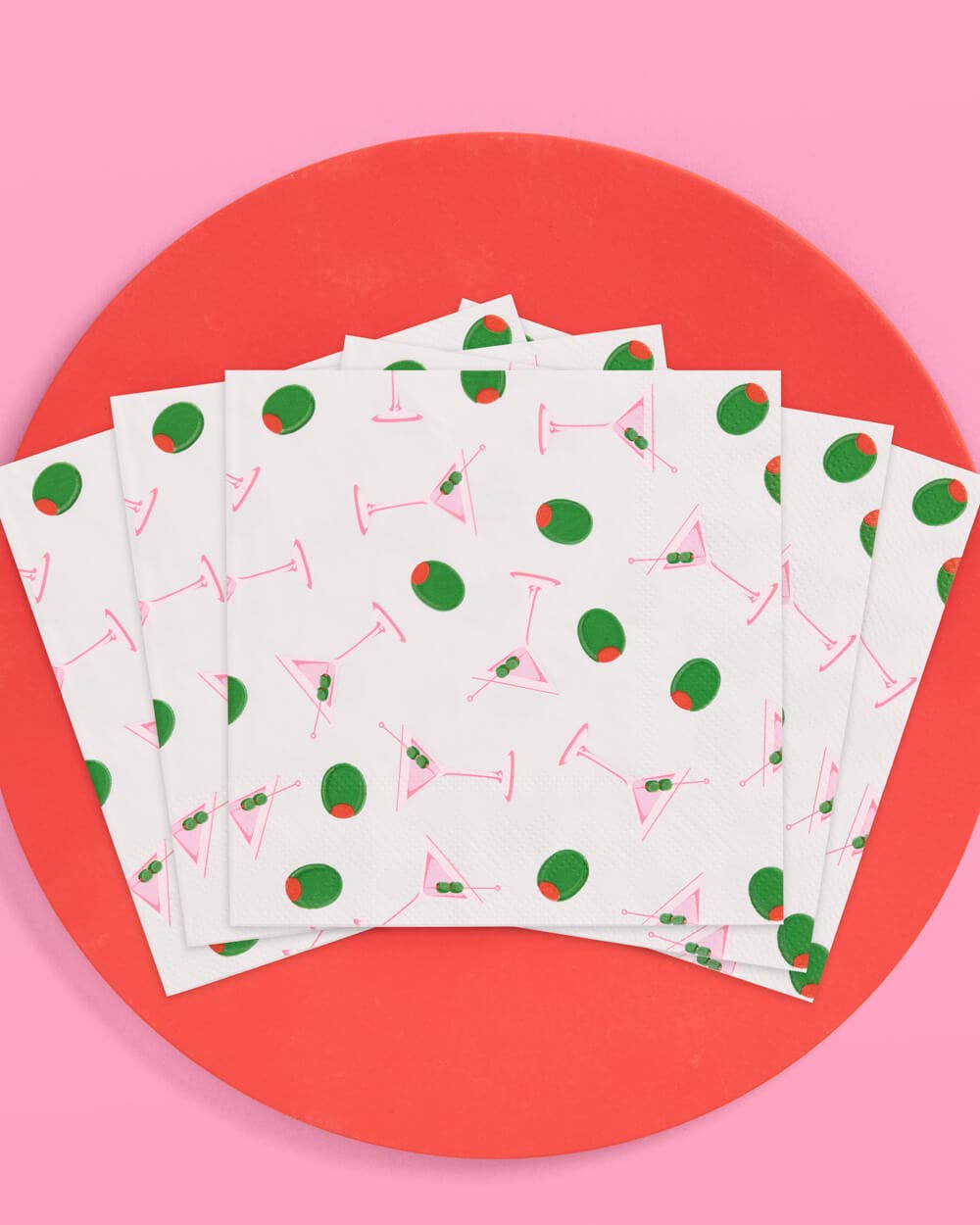 Martini & Olive Pattern Paper Cocktail Napkins - 25pk