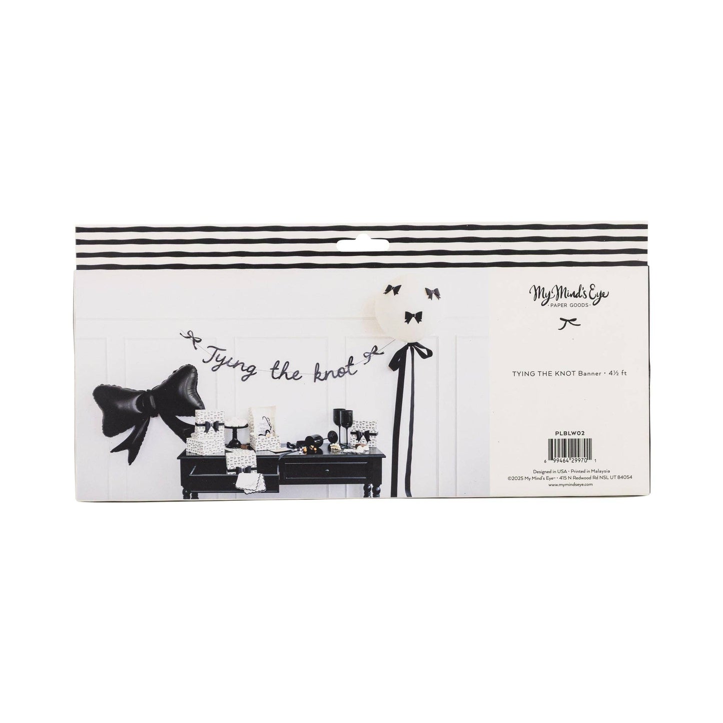 Tying the Knot Black Glitter Banner