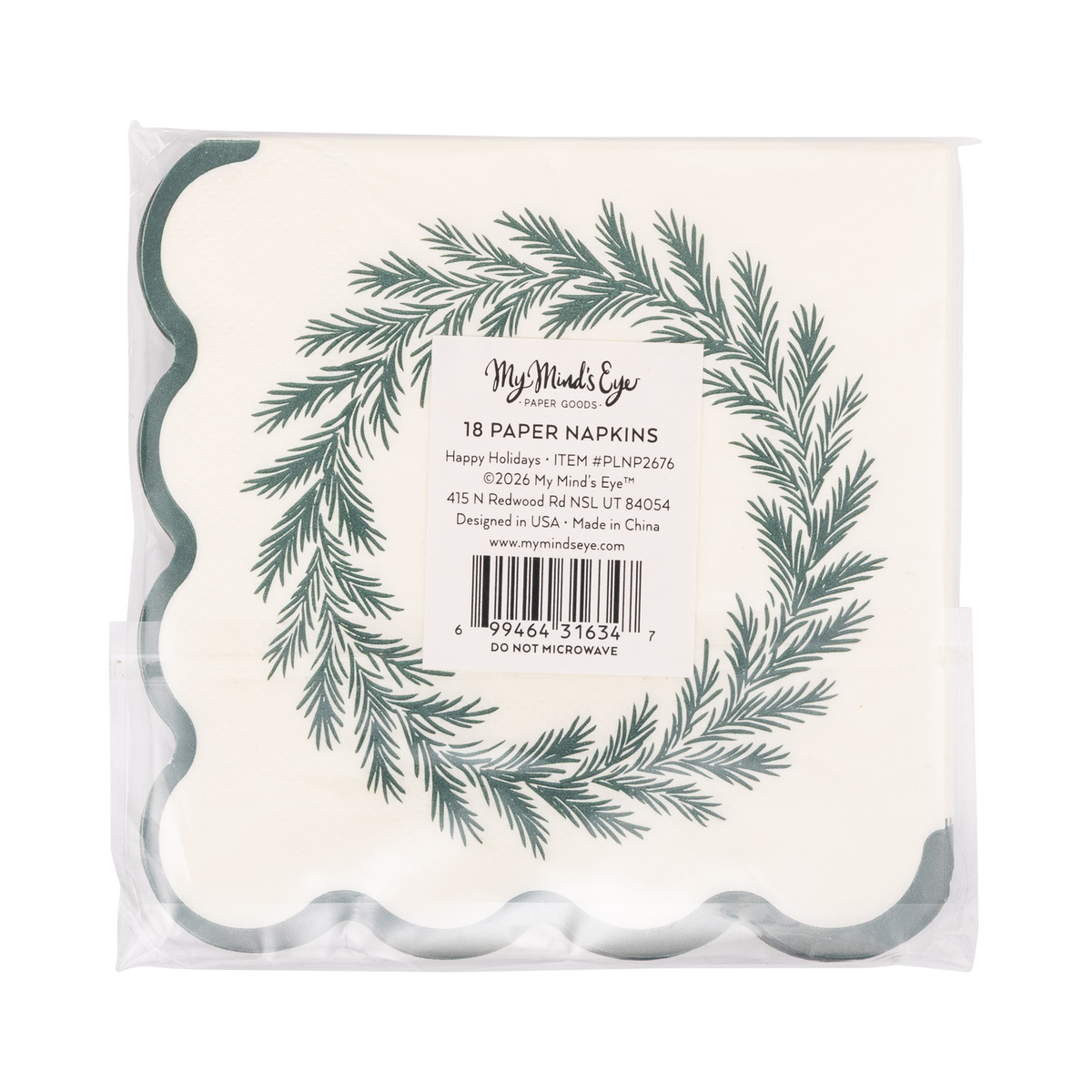 Happy Holidays Gold Foil Wreath Paper Cocktail Napkins - 18pk