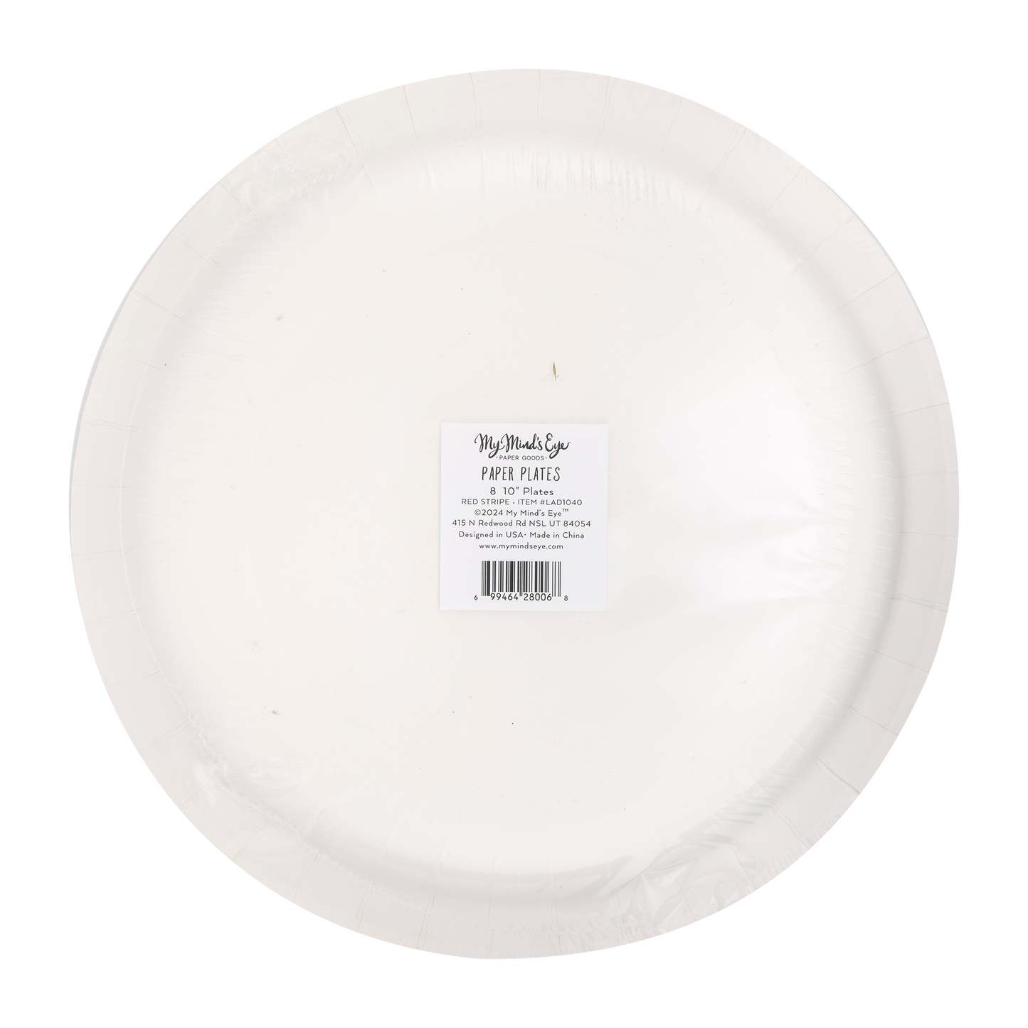 Red Striped 10" Round Paper Plates - 8pk