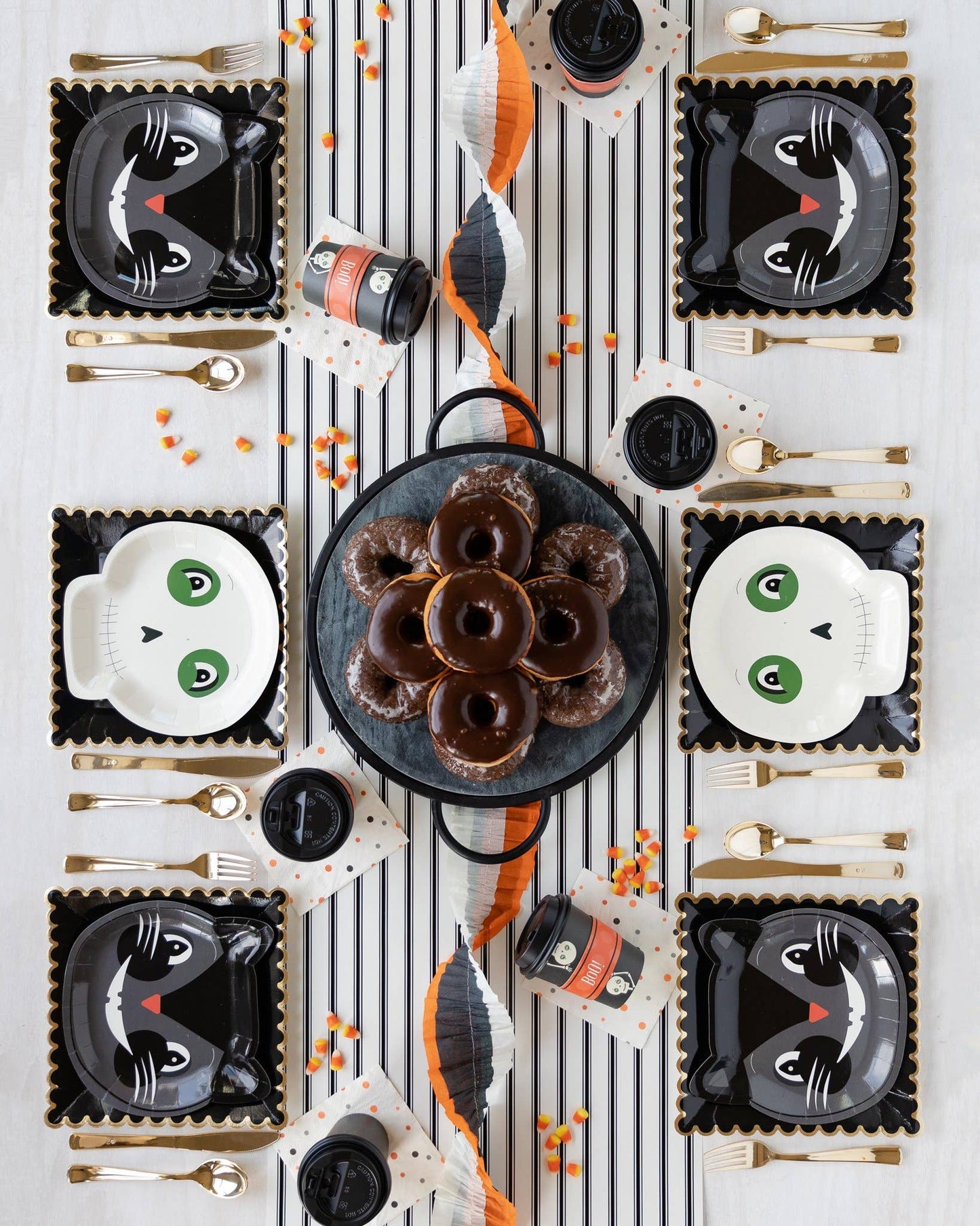 Cream with Black Stripe Paper Table Runner