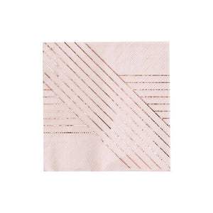 Amethyst - Pale Pink Striped Cocktail Paper Napkins - 20pk
