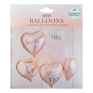 Rose Gold Bridal Shower Assorted Balloons - 9pk