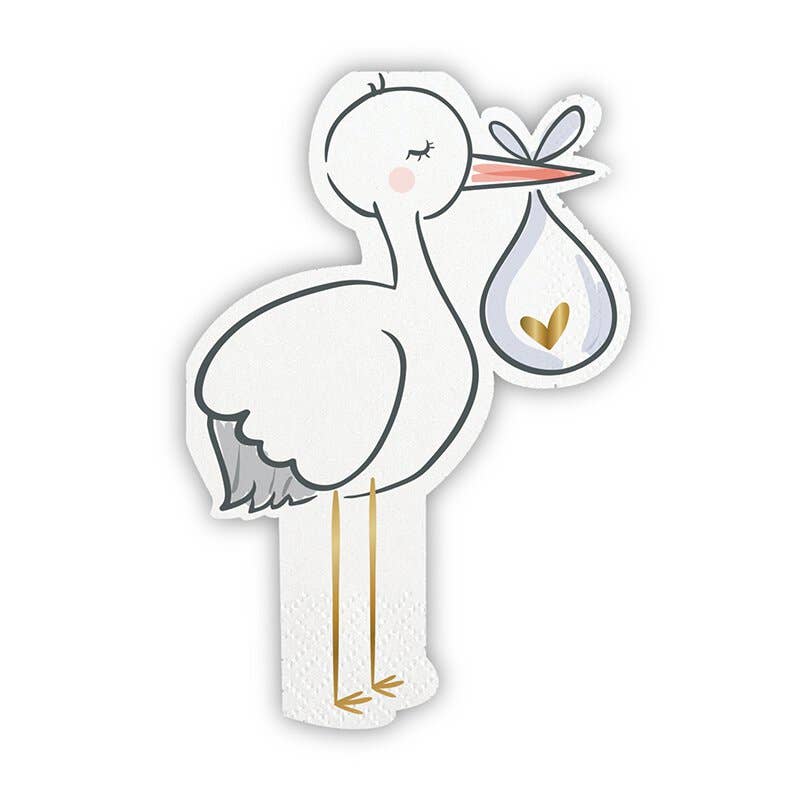 Baby Shower Stork Die-Cut Paper Napkins - 20pk