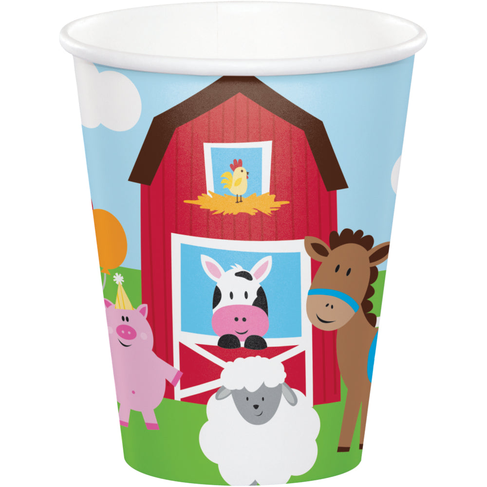 Barnyard Animals Farm Hot / Cold Birthday 9 oz Party Cups - 8pk
