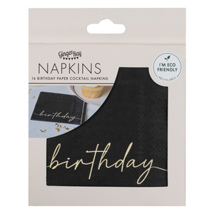 Nude and Black Birthday Cocktail Party Napkins