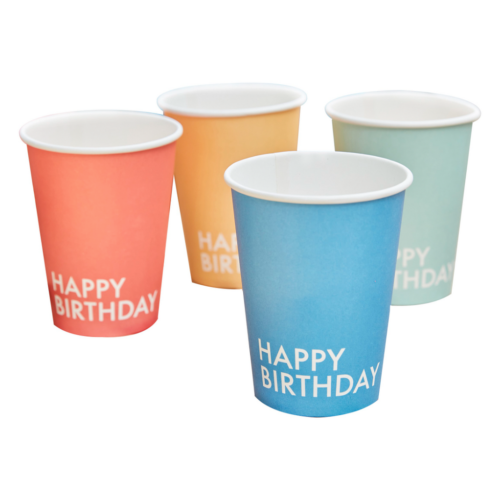 Brights Assorted Happy Birthday Paper Cups