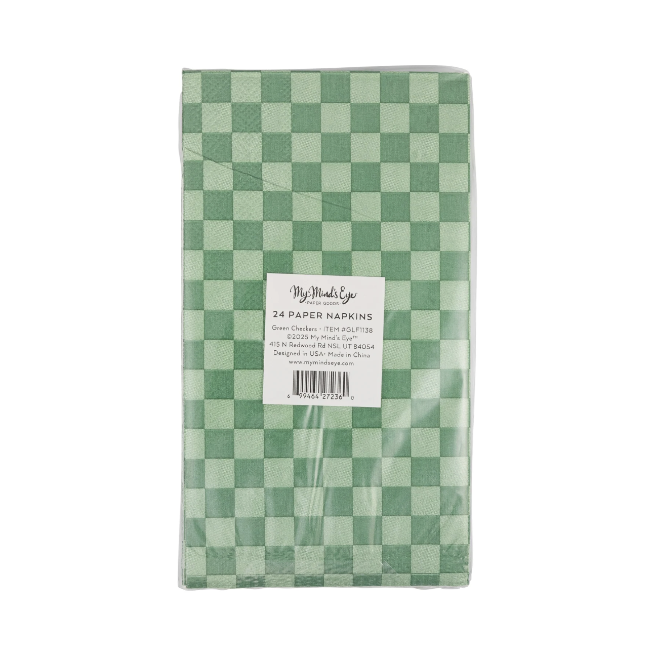 Green Checkered Paper Guest Towel Napkins - 24pk