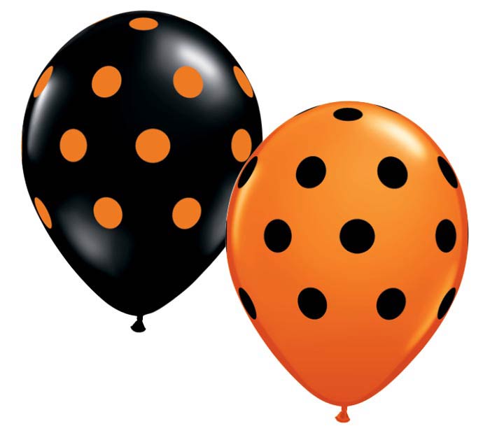 Assorted Halloween Polka Dot Latex Balloons - 50pk