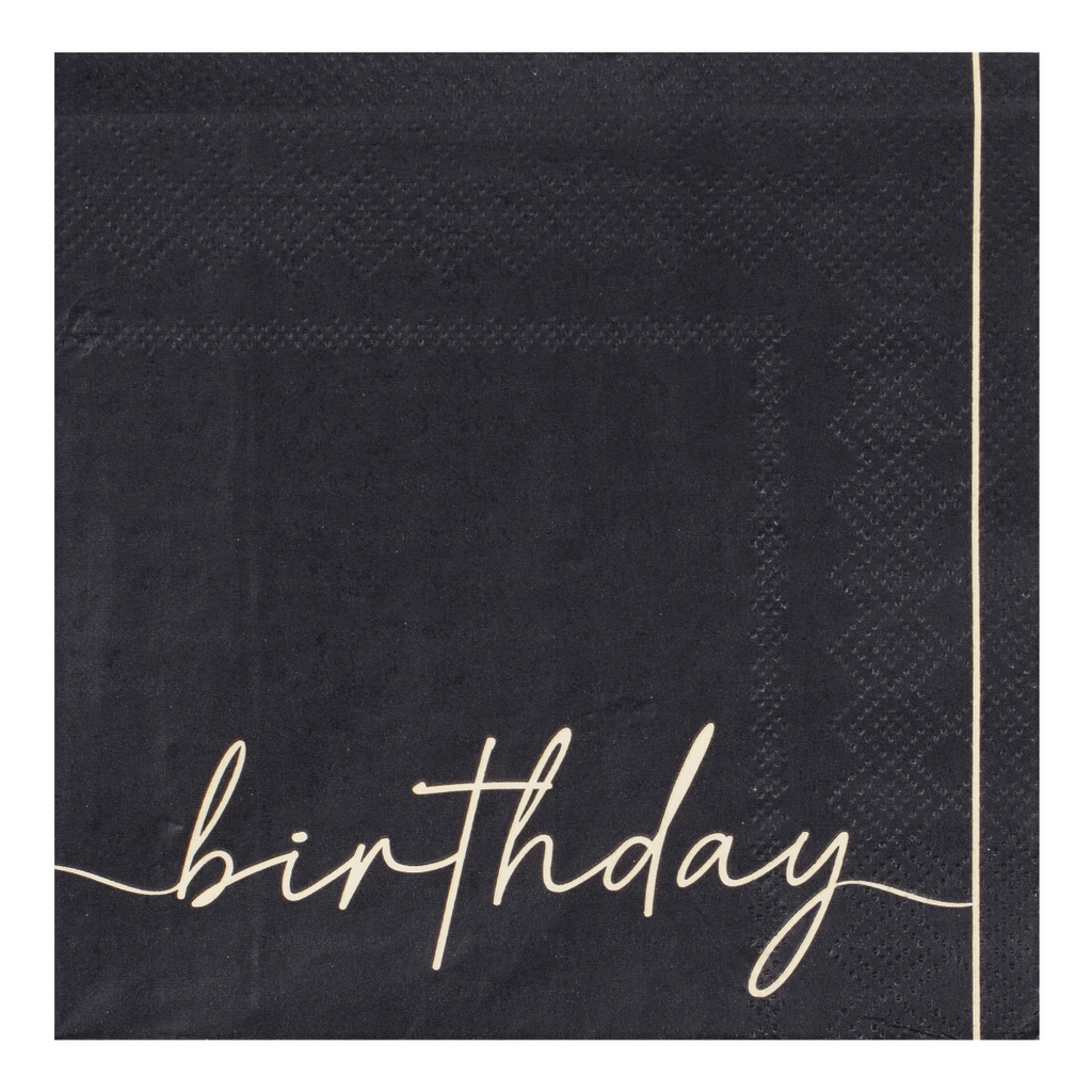 Nude and Black Birthday Cocktail Party Napkins