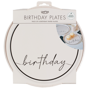 Nude and Black Birthday Paper Party Plates