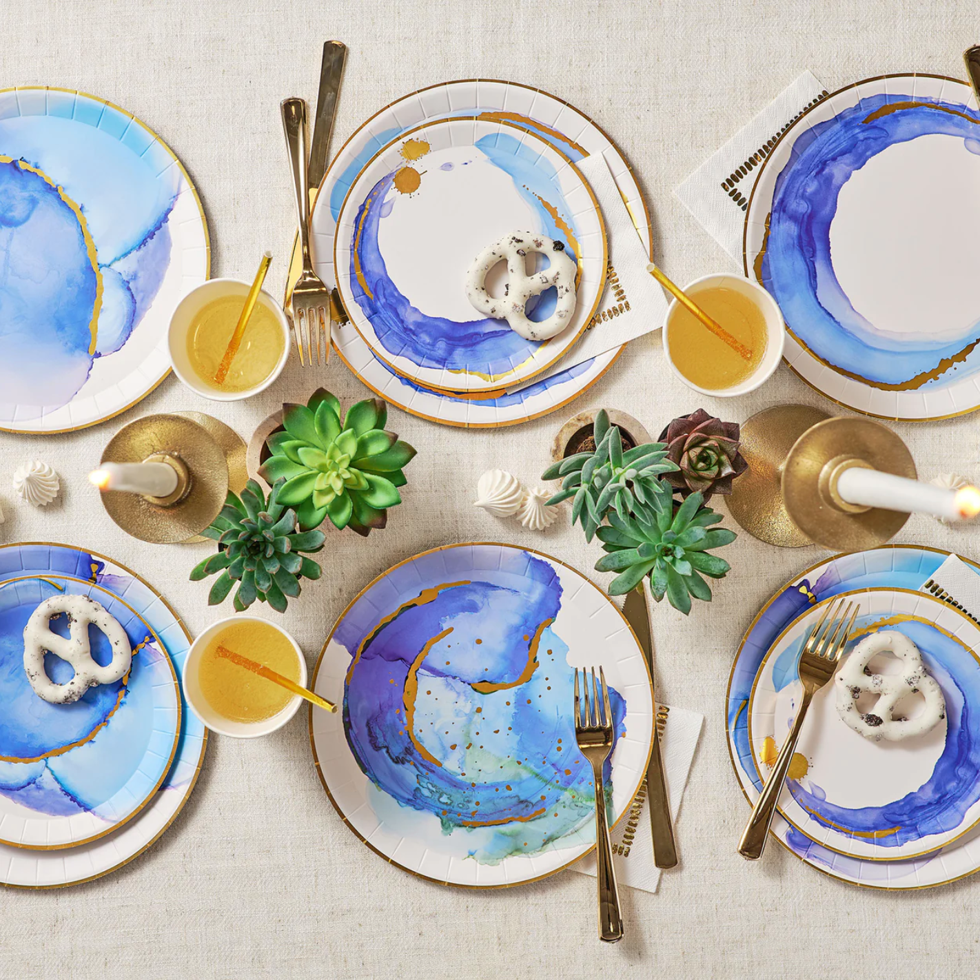 Ocean Watercolor Large Paper Plates - 10pk