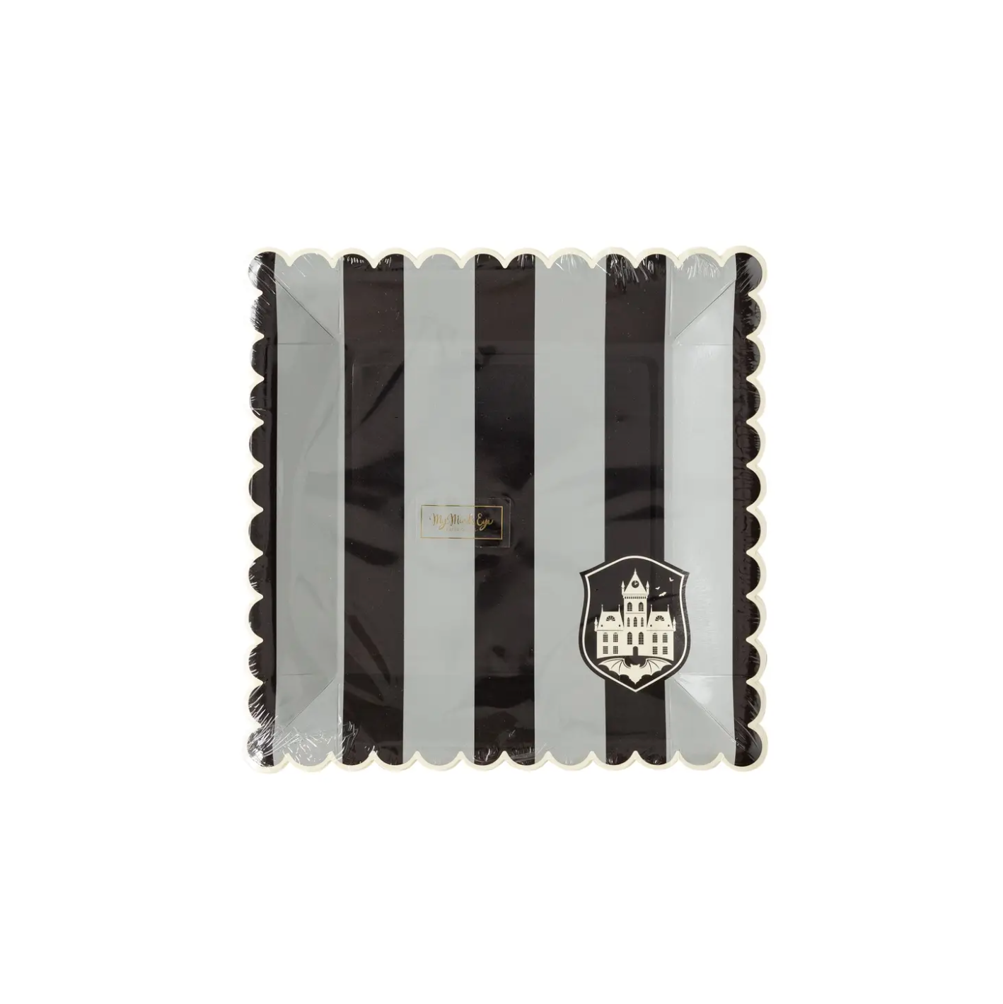 Halloween Partymore Tonal Black Striped 8" Paper Plates - 8pk