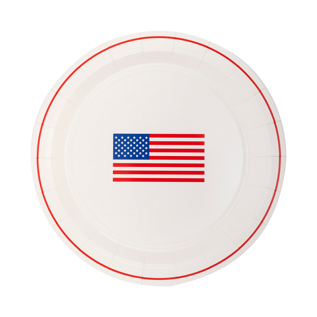 Round American Flag Paper Plates - 8pk