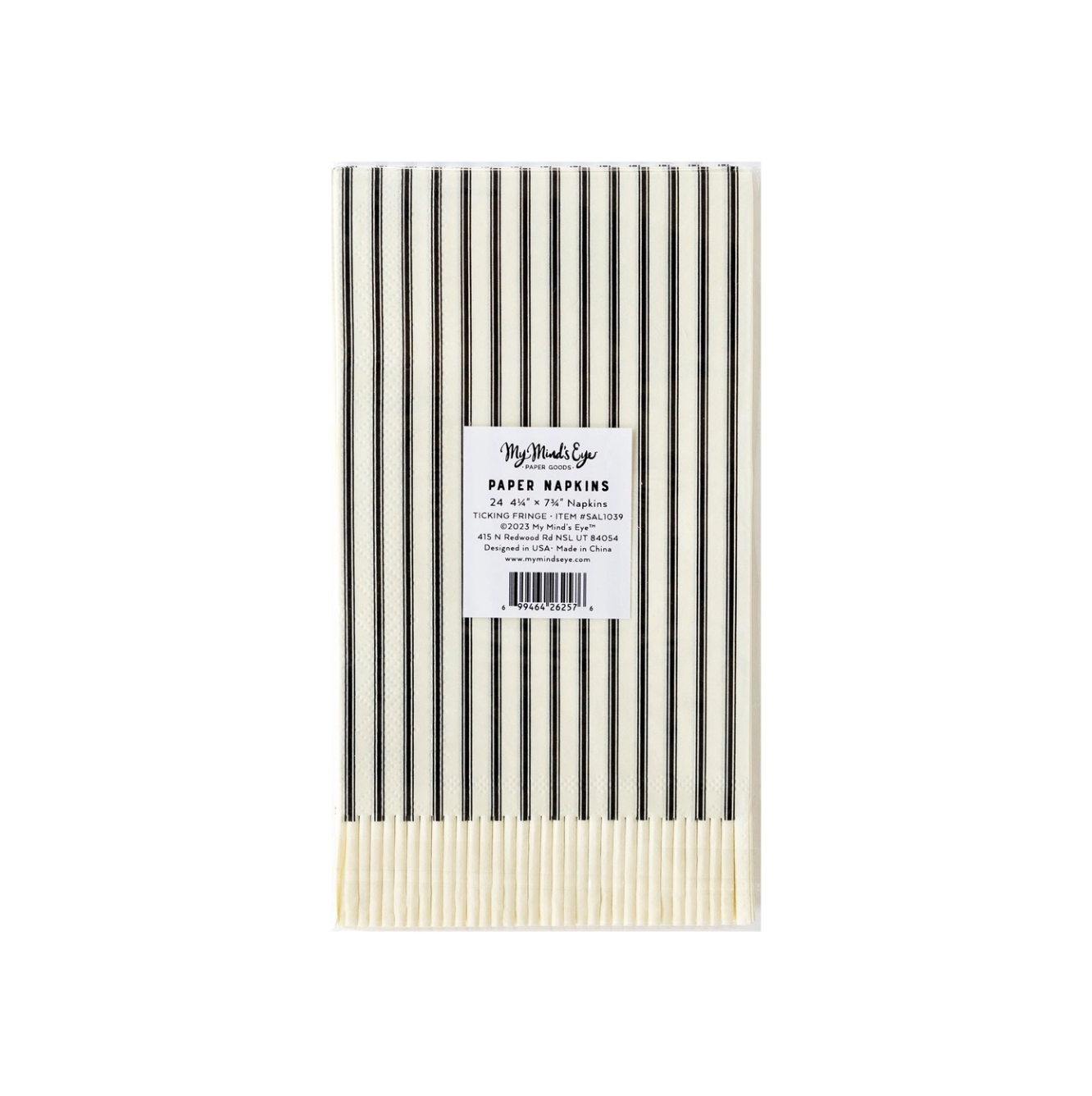 Salem Apothecary Black Ticking Fringe Dinner Napkins - 24pk