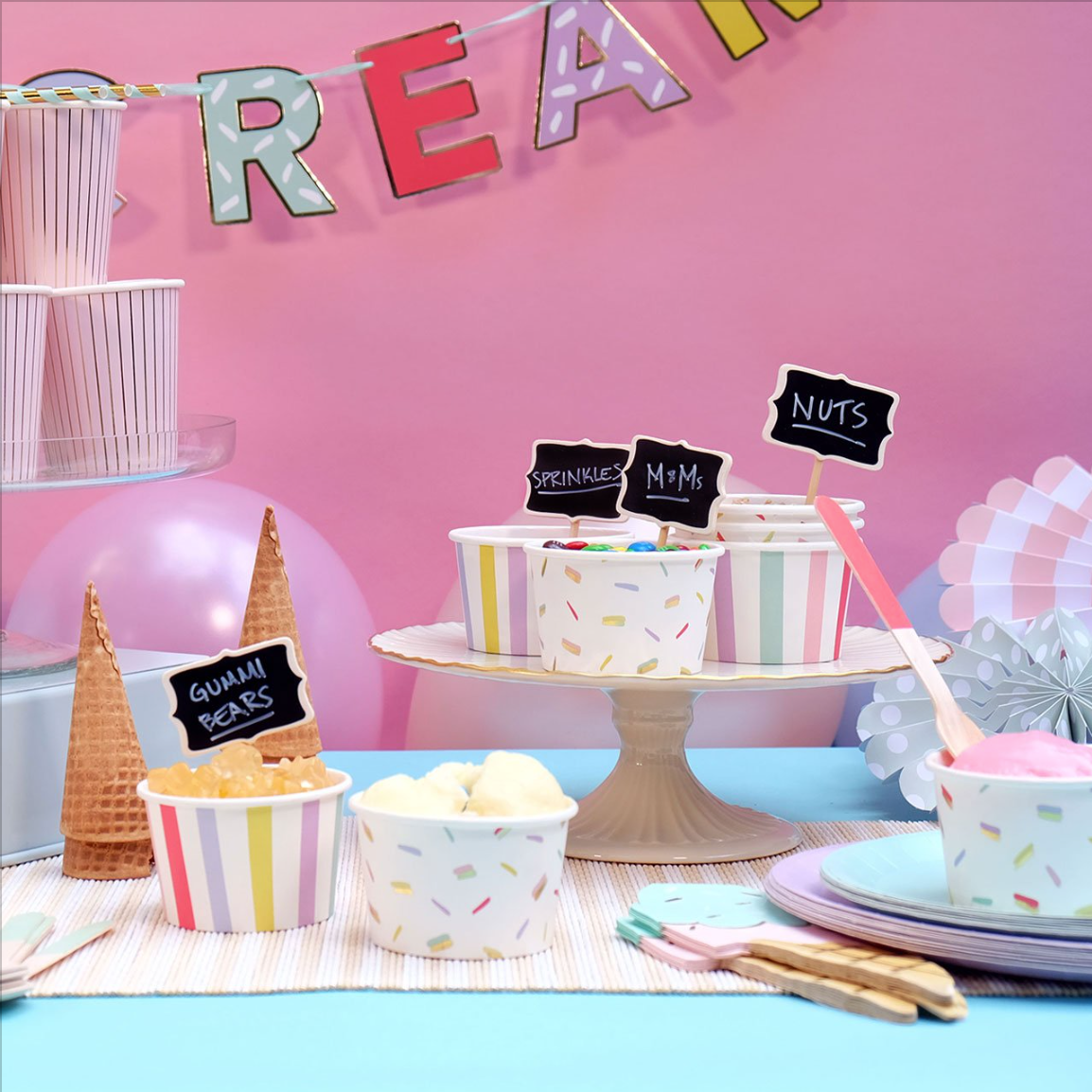 Ice Cream Cone Shaped Party Napkins - 25pk