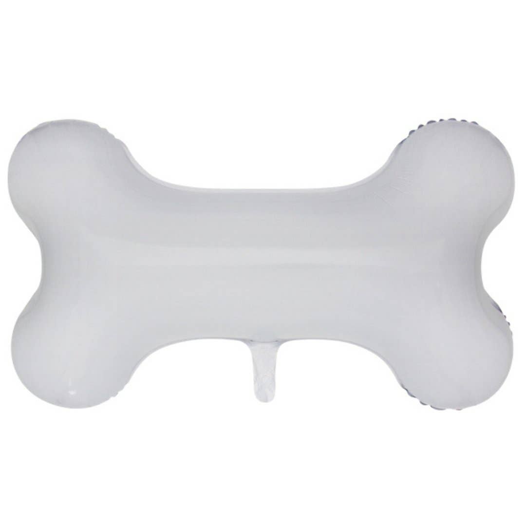 White dog bone-shaped party balloon.