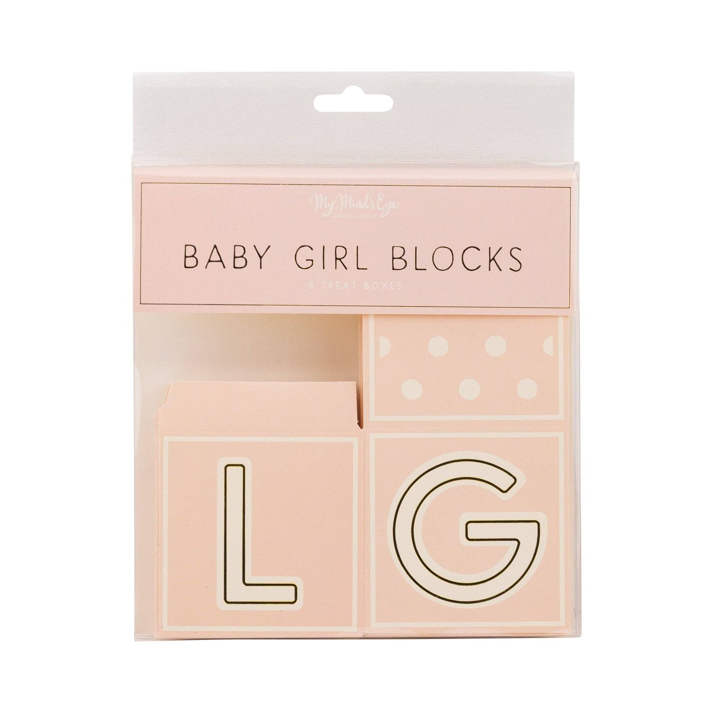 Pink Baby Block Treat Boxes - 8pk