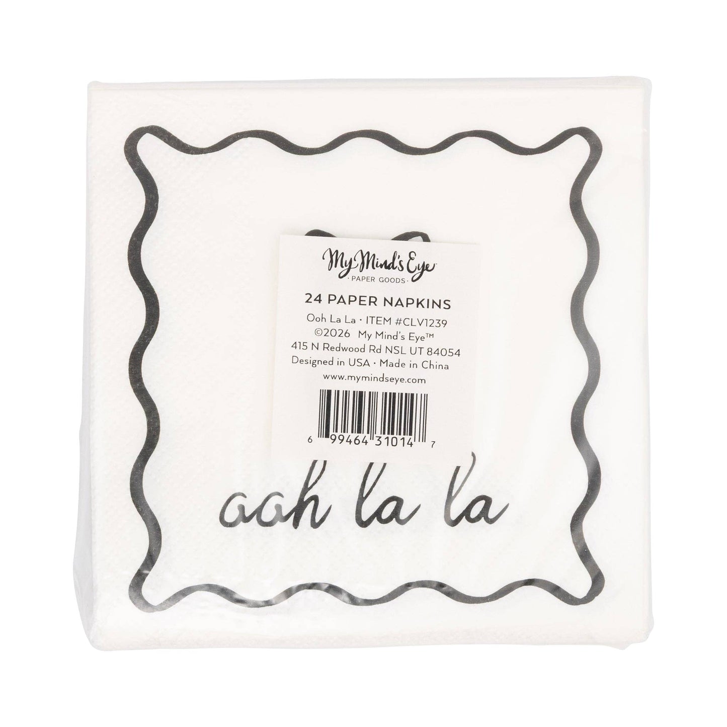 Oh La La Black and Cream Cocktail Napkins - 24pk