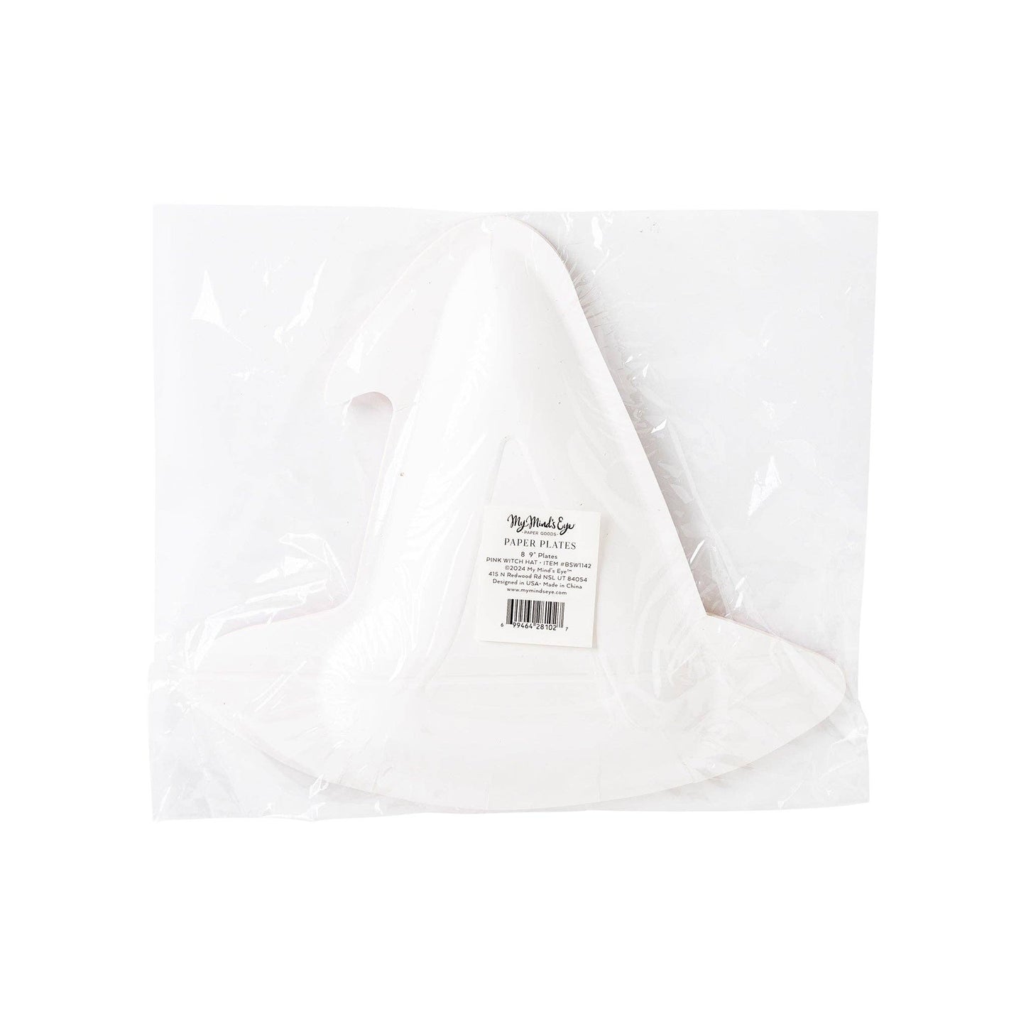 Pink Witch Hat Shaped Paper Plates - 8pk