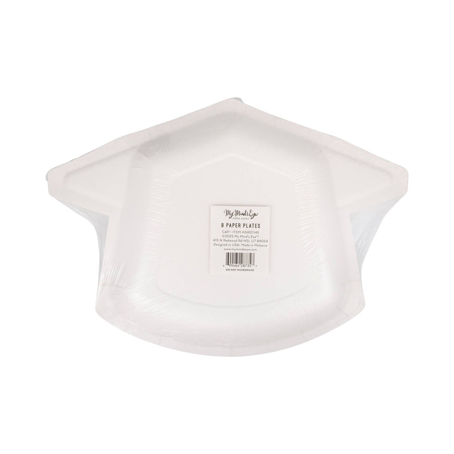 White Graduation Cap Shaped Plates - 8pk