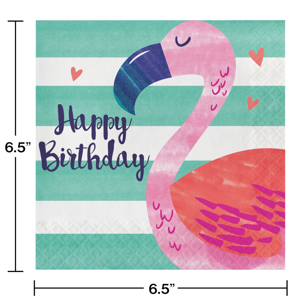 Flamingo Happy Birthday Large Party Napkins