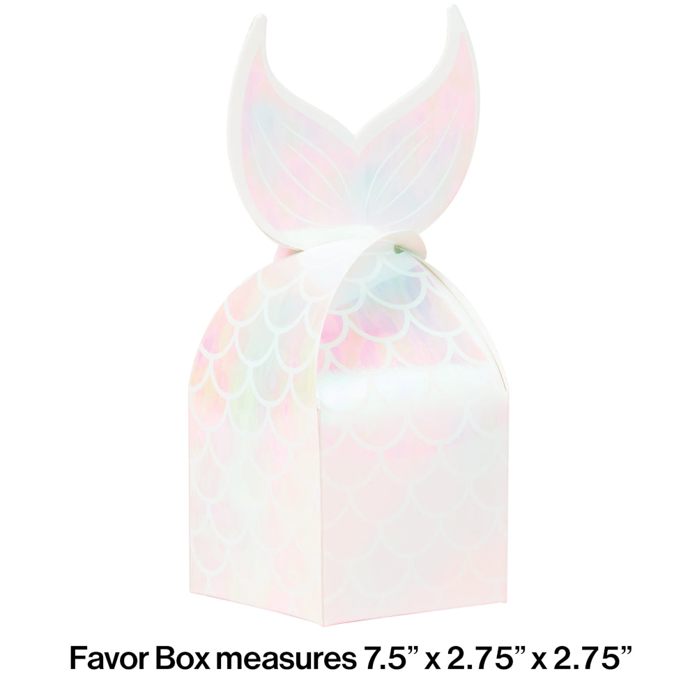 Mermaid Fin White Iridescent Paper Treat Boxes - 8pk