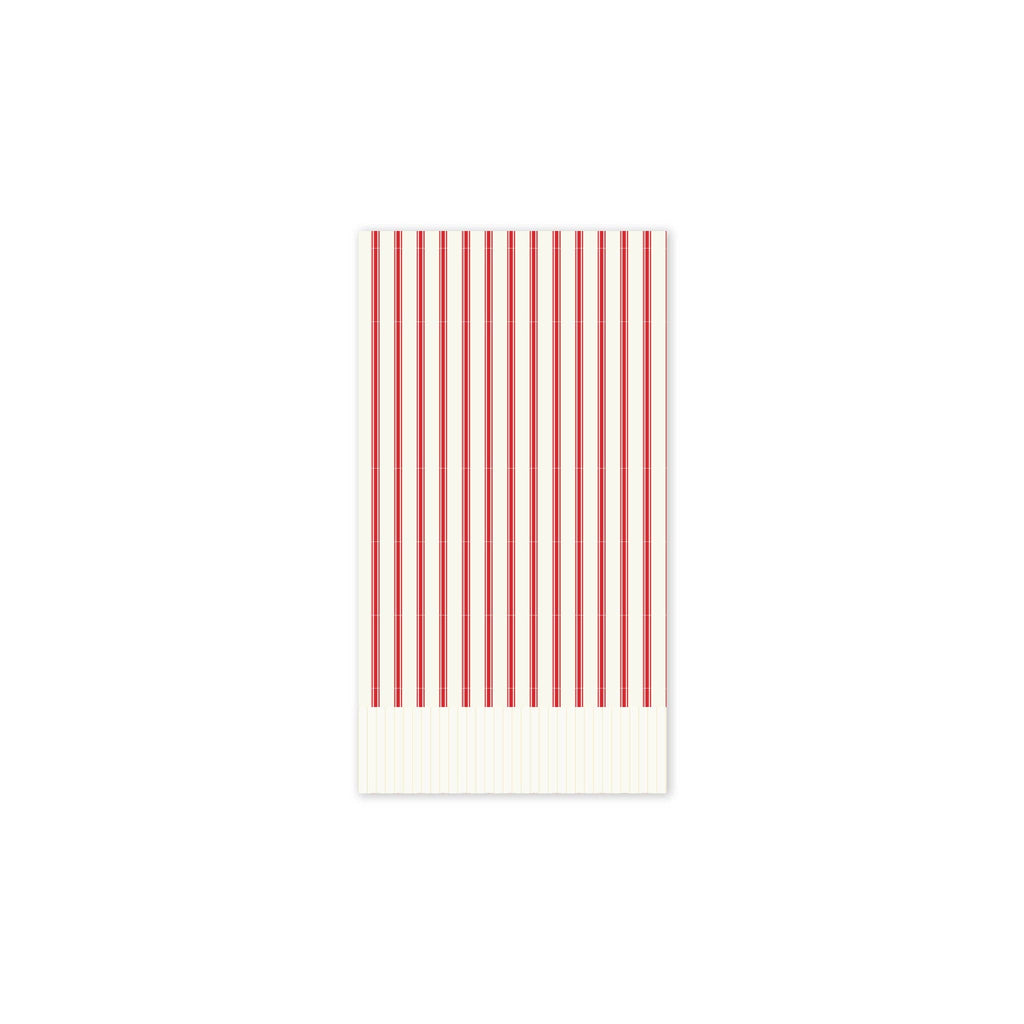 Christmas Red Ticking Striped Fringed Guest Napkins