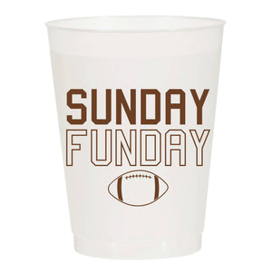 Sunday Funday Football Tailgate Reusable Plastic Cups - Set of 10