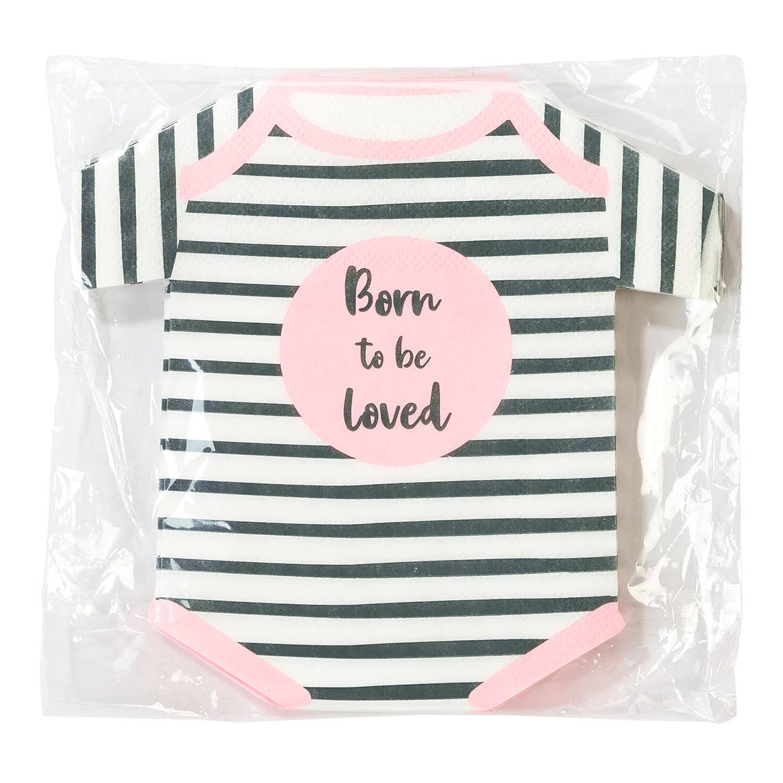 'Born To Be Loved' Pink Baby Shower Onesie Napkins - 16 pk
