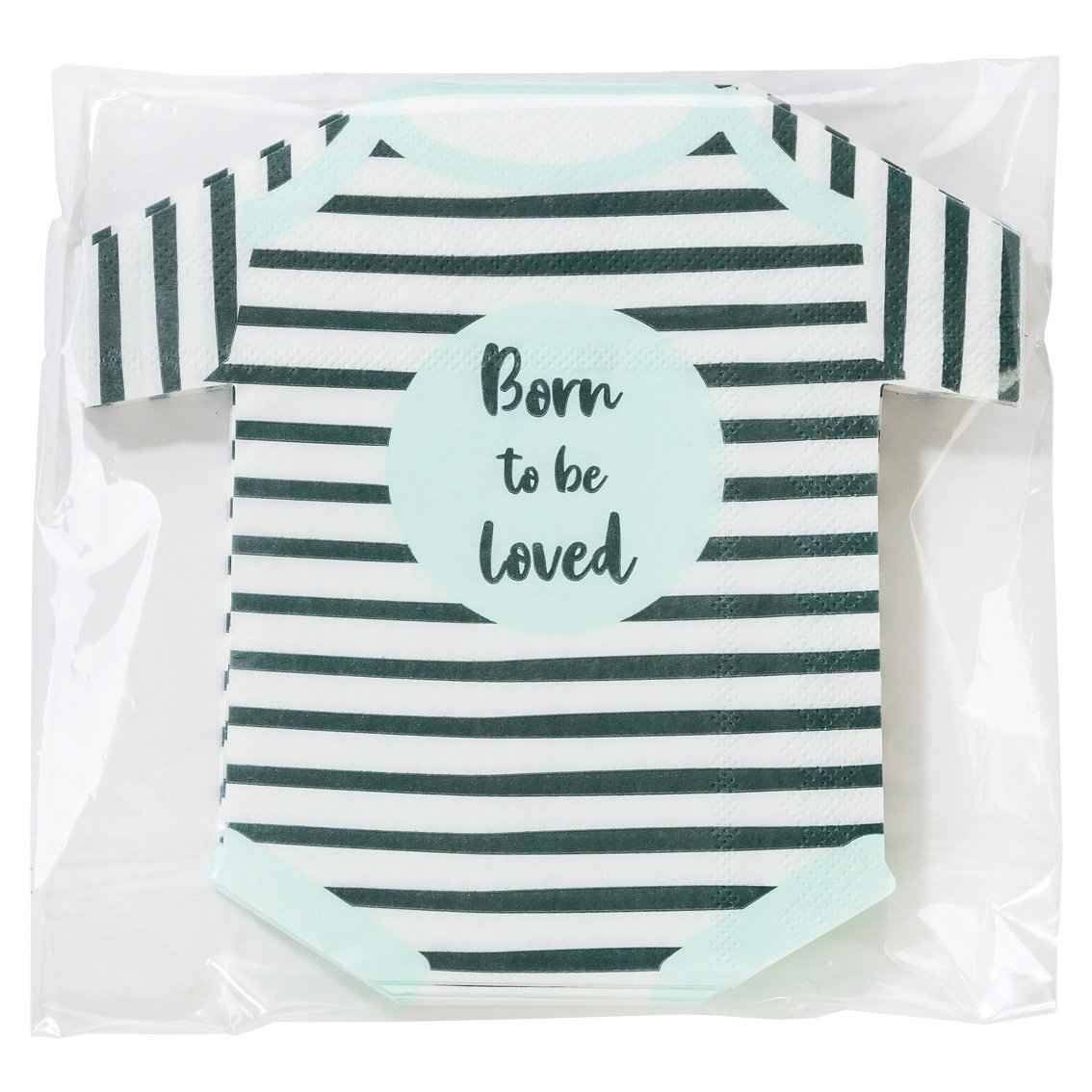 'Born To Be Loved' Baby Shower Teal Onesie Napkins - 16 pk
