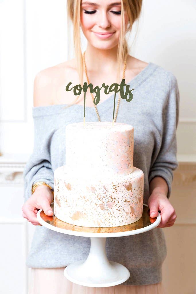 Congrats Gold Acrylic Reusable Cake Topper