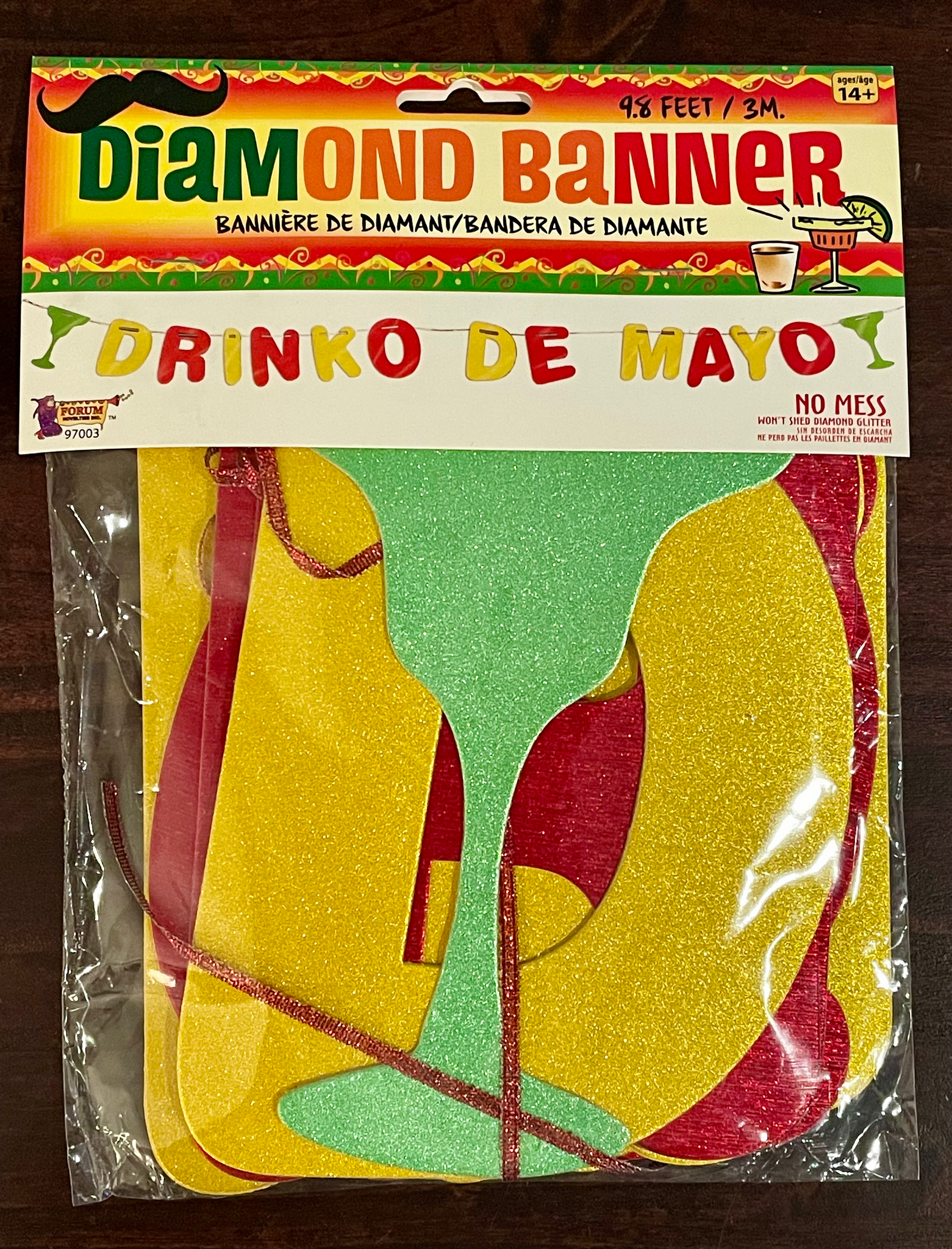 Drinko de Mayo Diamond (No Mess) Glitter Colorful Party Banner