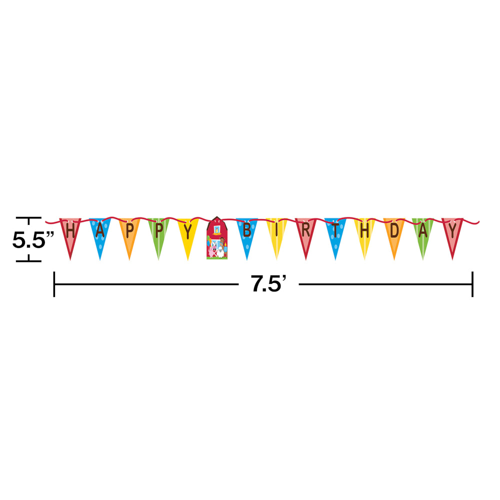 Barnyard Animals Farm Birthday Pennant Banner