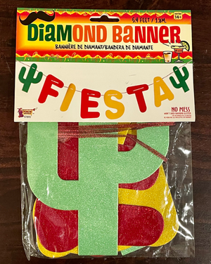 Fiesta Cactus Diamond (No Mess) Glitter Colorful Party Banner