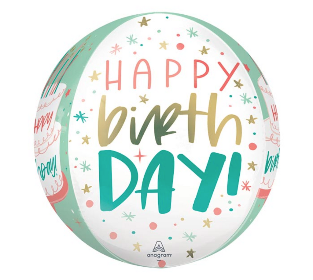 Happy Birthday Orbz Packaged Foil Balloon - 16"
