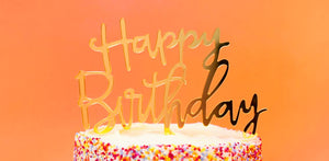 Luxe, Gold Acrylic Happy Birthday Cake Topper