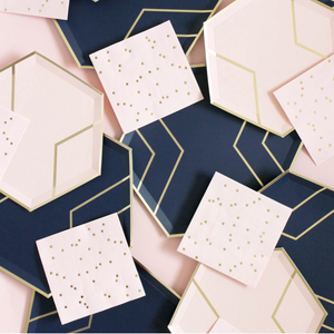Small Paper Plates - Hexagon - Blush & Gold