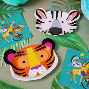 Safari Animal Face Party Plates - 12 Pack