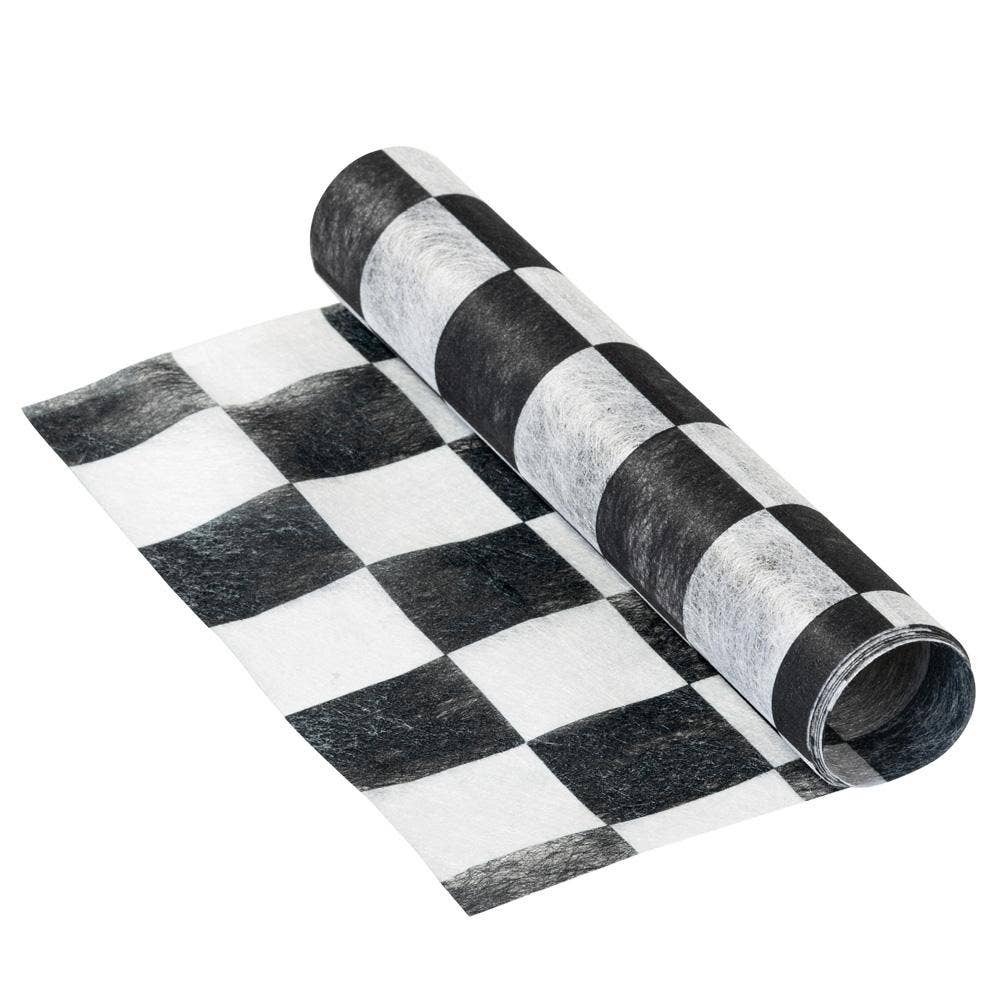 Black and White Checkered Fabric Table Runner