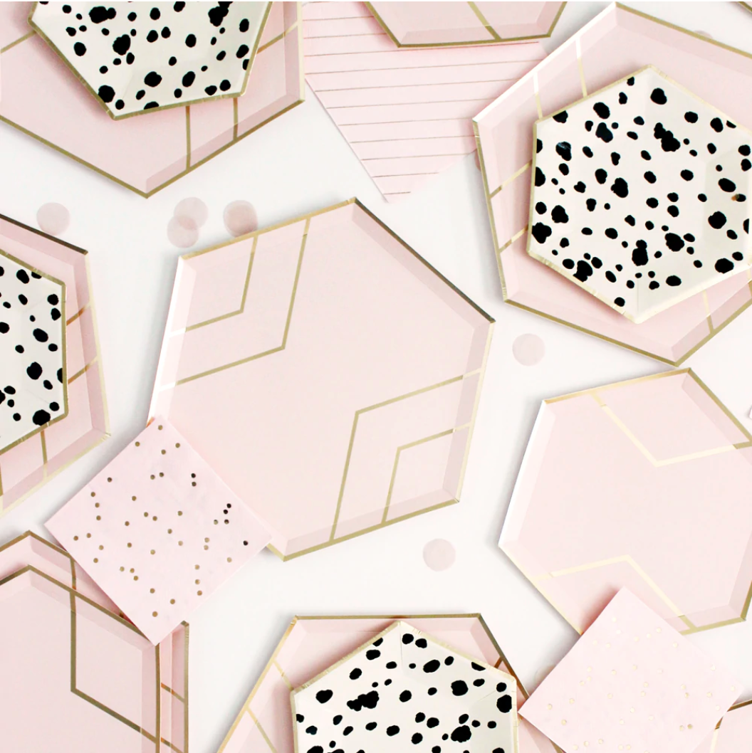 Small Paper Plates - Hexagon - Blush & Gold