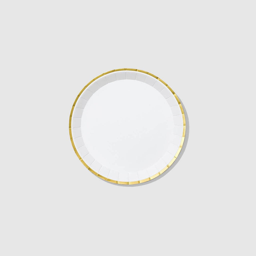 White and Gold Small Paper Party Plates (10 per Pack)