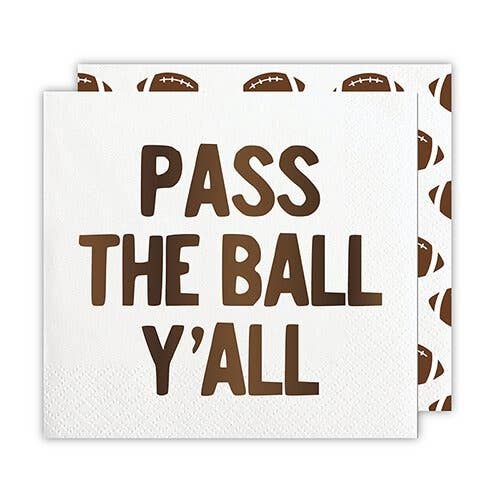 Pass the Ball Y'all Football Party Double-Sided Cocktail Napkins