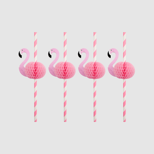 Flamingo Honeycomb Paper Straws - 10 pk