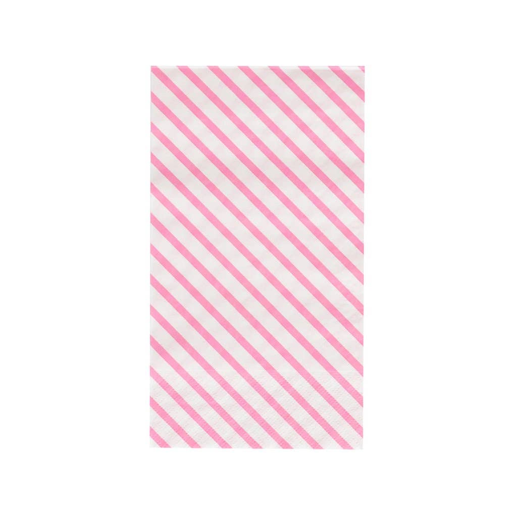 Striped Dinner Napkins - Neon Rose
