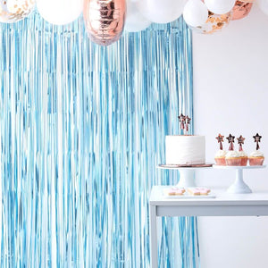 Matte Blue Fringe Curtain Party Backdrop