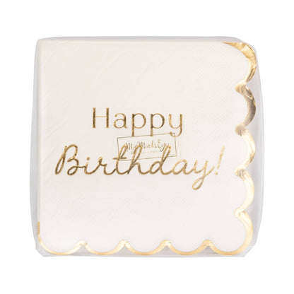 Gold Foil Happy Birthday Cocktail Napkins - 18pk